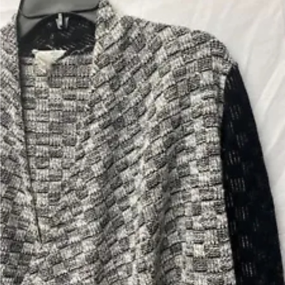 Loft black mixed media Wrap Sweater large - Picture 3 of 5